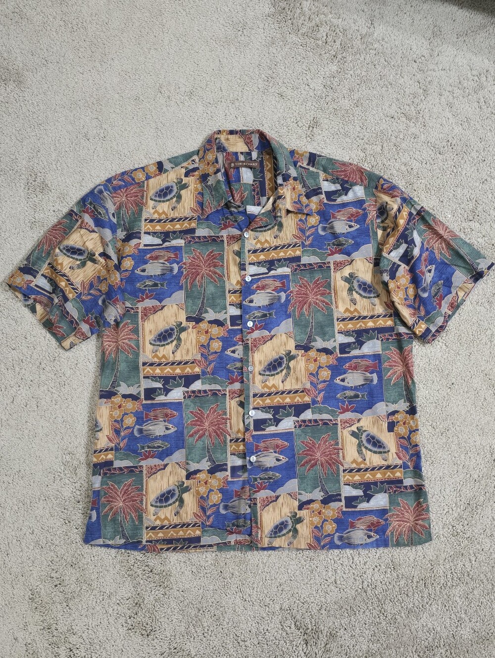 Tori Richard Made In Hawaii Button Up Polo Mens Large